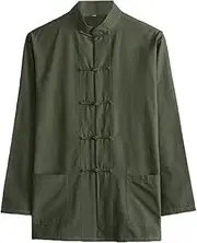 [ZKQP] Pure Cotton Tang Suit Kung Fu Jacket Long Sleeve Men's Shirt - Chinese Clothing Tai Chi Uniform