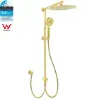 KYLINS Brushed Gold Round 12" Shower Head Handheld Slide Rail Twin Set Mixer Tap
