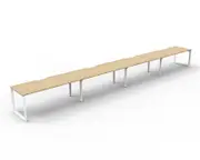 RAPIDLINE DELUXE LOOP LEG WORKSTATION Single Sided No Screen 4 Person W6000 x D750 x H730mm Natural Oak/White