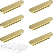 6 Pack Gold Drawer Pulls, Brushed Cabinet Pulls Kitchen Cabinet Handles Drawer Pulls Cupboard Handles Modern Pulls, Kitchen Handle Gold Handles for Kitchen Cupboard Door