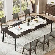 Tribesigns 200cm Dining Table for 8-10 People, Modern Large Kitchen Table Dining Room Table for Living Room, Kitchen, Rectangular Dinner Table with Metal Frame, Dark Brown and White