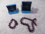 Vtg NOS Avon Amethyst Chunky Beaded Necklace & Bracelet