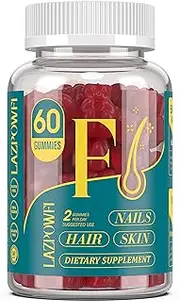 Lazpowfi Biotin Gummies for Hair, Skin and Nails - Hair Vitamins for Men & Women, 10,000mcg Max Strength Vitamin B7 for Hair Growth and Stronger Nails,60 Counts - Cranberry Falvor-64