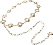 [TEMPNAP] Women Fashion Belt Geometric Circle Decorative Waist Chain Gold Belt for Women Unique Design