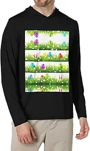 [JEJEA] Colorful Easter Egg print Men's Shirts Long Sleeve Hoodies Fashion Tee Shirts,Causal Fit No Buttons T-Shirts