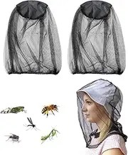 Pack of 2 Black Mosquito Protection Covers, Insect Protection, Suitable for Outdoor, Camping, Mosquito Head Net, Nylon Mosquito Net, Head Protection, Fine Mesh Insect Net, for Travel, Hiking, Camping,