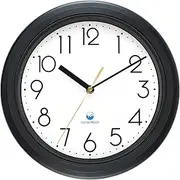 KIZLOC 28 cm Outdoor Clock Garden Waterproof Garden Clock Outdoor Weatherproof Easy to Read Silent Battery Operated Round Wall Clock for Outdoor Pool Balcony Bathroom (Black)