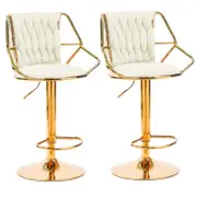 SERENITà Velvet Padded Golden Round Base Barstools Chairs with Backrest and Footrest -BEIGE