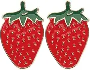 [DEARMAMY] Strawberry Brooch Pin 2pcs Enamel Fruit Brooch Pin Cute Red Strawberry Brooch Fruit Food Lapel Pin Badge Backpack Hat Clothes Bag Decoration Accessories