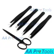 5Pcs Stainless Steel Tweezer scissors Eyebrow Pliers Hair Removal Makeup Tools