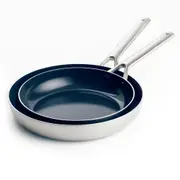 2pc Blue Diamond 3-Ply Stainless Steel Durable Non-Stick Frying Pan Set