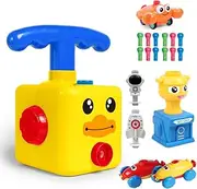 Power Balloon Car Toy for Kids, Balloon Launcher Car Toy Set for Kids Science Toy, Inflatable STEM Balloon Pump Cars Racer Kit for Boys Girls (Yellow)