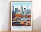 Central Park New York Travel Poster New York Wall Art Central Park Print Usa