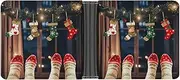 [RTSEBVN] Slim Credit Card Holder Personalized Leather White Gold Flowers Money Clip Gifts Wallet For Men Women, Christmas Socks Xmas Party, One size, Modern