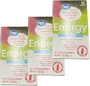 Great Value Watermelon Limeade Powder Energy Electrolyte Mixed Drink With Caffeine, 10 Packets Per Box, 3 Boxes, 30 Total Stick Packs
