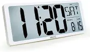 XREXS Large Digital Wall Clock with Backlight, 16.9 Inch Jumbo LCD Screen with Time/Calendar/Temperature Display, Alarm Clocks for Bedroom Home Decor, Count Up & Down Timer (Batteries Included)