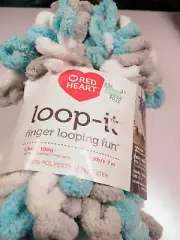 Red Heart Yarn Loop-it Play It Cool- 27.6 Yards-100% Polyester