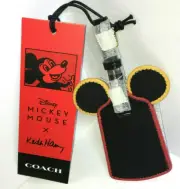 COACH X DISNEY Mickey Mouse Keith Haring LEATHER LUGGAGE TAG Hang Charm LIMITED