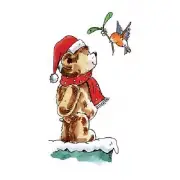 PENNY BLACK RUBBER STAMPS GIVE US A KISS BEAR MISTLETOE BIRD NEW wood STAMP