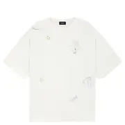 [We11done] Ivory Rhinestone Bleached T-Shirt