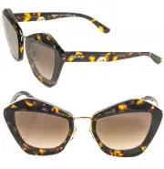 MIU MIU CHARM MU01XS Dark Brown Havana Geometric Luxury Fashion Sunglasses 01X