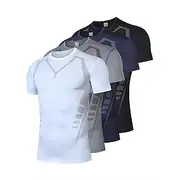 Men's Compression Shirt Athletic Shirt Gym Shirt Fitness Shirt Short Sleeve Tee Tshirt Casual Athleisure Breathable Quick Dry Compression Gym Workout Running W