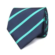 Navy Blue Tie with Striped Light Blue