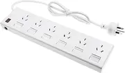 Power Board Overload Protection with 6 Individual Switches,Power Board with Protected Indicator Light with 1 Meter Cable SAA Apporved Safety Wall Mounted (6 Outlets Individual Switches Powerboard)