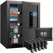 JINXNOBI 2.19 Cubic Feet Biometric Fingerprint Safe Boxwith Big Fireproof Wat...