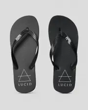 [Lucid] Lucid Men's Geomet Flip Flops Slippers in Black/White Size 09 09 Black/White