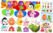 24 Pcs Easter Eggs Filled with Eye Popping Keychain, Squeeze Fidget Toys for