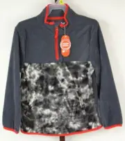 Boys Wonder Nation Gray 1/4 Zip Long Sleeve Pullover Top Size M NEW