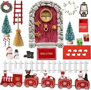 Qiwieod Fairy Door Decoration, Fairy Door Accessories Set, Miniature Door Decoration with Accessories - Decoration for Home, Wedding, Party, Craft Activities for Miniature House