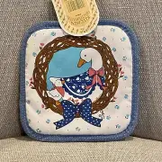 Vintage Saydah Potholder Goose Geese Wreath Country Kitchen Grandmacore