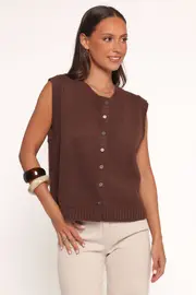 [PUP52] Weston Knit Vest - Dark Chocolate XS Chocolate Brown