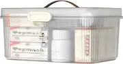 13" First Aid Box 2 Layers First Aid Kit Bin Empty Organizer with Lid,Detachable Tray and Top Handle,Portable Emergency Kit, Medical Supply Travel Tote, Medicine Storage Box Container for Home Decor