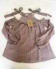 LISTICLE Boho Pheasant Cold Shoulder Tie Mauve Top New With Tags Medium M Gift!