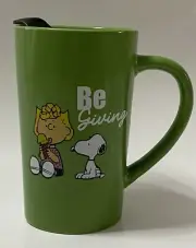 Peanuts Travel Cup with Lid Snoopy & Charlie Brown “Be Giving” green 18oz