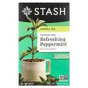 Stash Tea, Herbal Tea, Refreshing Peppermint, Caffeine Free, 20 Tea Bags, 0.7 oz (20 g)