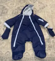 New Urban republic 6 months 6M baby BOY Snow Suit bunting Hooded Full Zip Blue