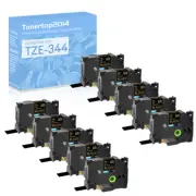 10PK 3/4" Compatible with Brother TZ344 TZe344 Gold on Black Label Tape P-Touch
