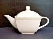Mikasa Teapot, White, "Moderno Silver". 4" High