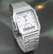 AQ-230A-7D CASIO Watch ORIGINAL Retro Vintage Digital SILVER White