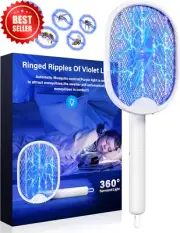 Electric Fly Swatter Bug Zapper 3000V Rechargeable Foldable Indoor Outdoor Safe
