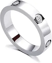 PDWZNBA Love Friendship Ring 18K Gold Silver Rose Plated Cubic Zirconia Stainless Steel Promise Ring Wedding Band Jewelry Birthday Gifts for Women