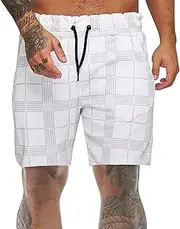 [Generic] Men Training Running Sport Shorts Striped Drawstring Sports Jogging Trousers Mens Workout Shorts Mesh