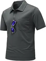 [TBMPOY] Men's Polo Shirts Short Sleeve Quick Dry Casual Sports Outdoor Golf Shirt with Pocket