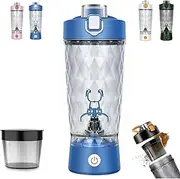 Problend One-Touch Shaker – Smooth Protein Mix Anywhere, 22oz Electric Protein Shaker Bottle, USB Rechargeable Portable Electric Protei Powder Mixing Cup with powder box, for sports fitness (blue)