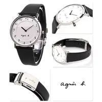 在飛比找旋轉拍賣優惠-agnes b 藝術手繪刻度 時尚皮帶腕錶-黑x白/BG40