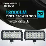Tri Row 7" INCH 180W LED Work Light Bar Flood Driving OffRoad 4WD Truck Boat SUV